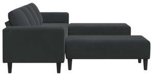 Nowoczesna sofa do salonu z poduszkami i ottomanem, czarna, 4 miejsca