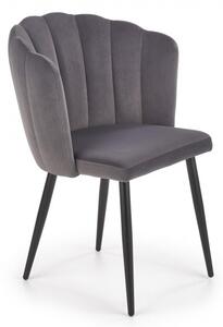 Krzesło K386 - popielate, muszelka w kolorze szarym, welwetowe