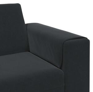 Nowoczesna sofa do salonu z poduszkami i ottomanem, czarna, 4 miejsca