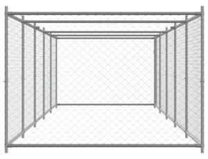 Klatka dla psa, z drzwiami, szara, 10x2x1,5 m, stal