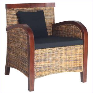 Rattanowy fotel z drewnianymi podłokietnikami - Illermi