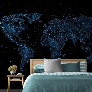 Tapeta mapa świata z nocnym niebem
