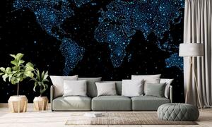 Tapeta mapa świata z nocnym niebem