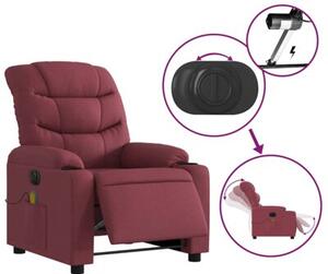 RozkÅadany fotel masujÄ cy, elektryczny, winna czerwieÅ, tkanina