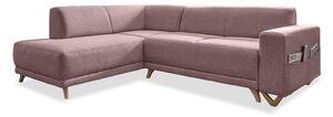 Różowy rozkładany/ze schowkiem narożnik (lewostronny/w kształcie litery L) Classy Sophie – Miuform