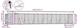 Kojec dla psa, z dachem, srebrny, 14x2x2,5m, stal galwanizowana