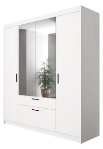 Szafa Essa 4D z lustrem, biała - drzwi uchylne