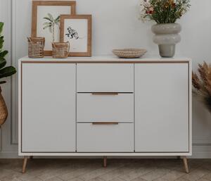Komoda na wysokich nóżkach Arona 2D3S, biały/dąb artisan