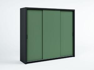 Szafa przesuwna Pascal 255 cm czarna/dymiona zieleń nowoczesny design