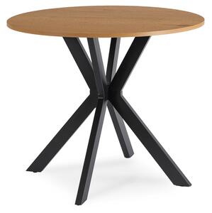 Okrągły stół industrialny Lauren 90 cm, dąb złoty/czarny