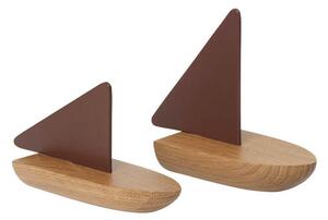 Ferm LIVING - Opty Boat Rzeźba Set of 2 Ciemny Pecan/Oak