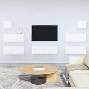 Zestaw 7 szafek TV, Biały, materiał drewnopochodny