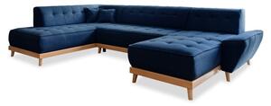 Granatowa rozkładana sofa w kształcie litery "U" Miuform Dazzling Daisy, lewostronna