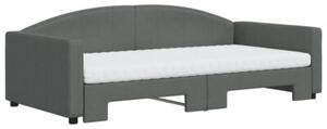 Sofa rozsuwana z materacami, ciemnoszara, 100x200 cm, tkanina