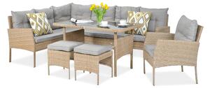 Narożnik z technorattanu CORTINA + FOTEL Beige