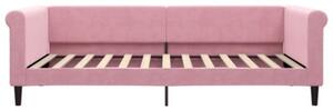 Sofa z materacem do spania, różowa, 100x200 cm, aksamit