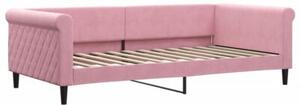 Sofa z materacem do spania, różowa, 100x200 cm, aksamit