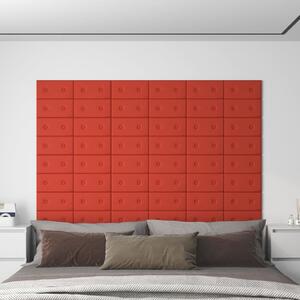 Panele ścienne, 12 szt., czerwone, 30x15 cm, sztuczna skóra