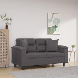 Sofa 2-osobowa z poduszkami, szara, 120 cm, sztuczna skÃ³ra
