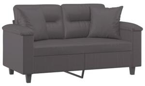 Sofa 2-osobowa z poduszkami, szara, 120 cm, sztuczna skÃ³ra
