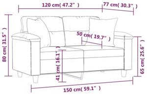 Sofa 2-osobowa z poduszkami, szara, 120 cm, sztuczna skÃ³ra