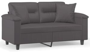 Sofa 2-osobowa z poduszkami, szara, 120 cm, sztuczna skÃ³ra