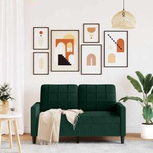 Sofa 2-osobowa, ciemnozielona, 120 cm, tapicerowana aksamitem