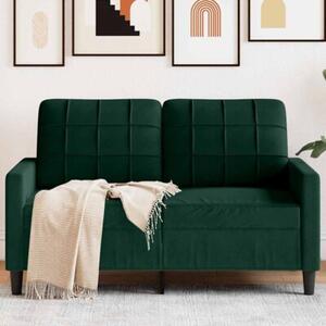 Sofa 2-osobowa, ciemnozielona, 120 cm, tapicerowana aksamitem