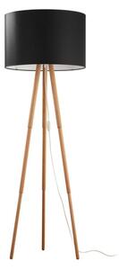 Lampa podłogowa TOKYO 5298 TK Lighting 148 cm – czarna z drewnem, skandynawska, E27, włącznik na przewodzie