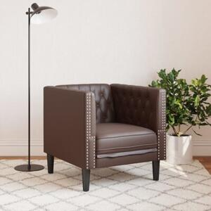 Fotel chesterfield, brÄ zowy, tapicerowany sztucznÄ skÃ³rÄ