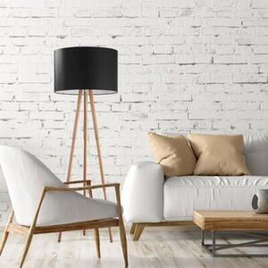 Lampa podłogowa TOKYO 5298 TK Lighting 148 cm – czarna z drewnem, skandynawska, E27, włącznik na przewodzie