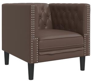 Fotel chesterfield, brÄ zowy, tapicerowany sztucznÄ skÃ³rÄ