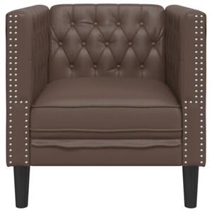 Fotel chesterfield, brÄ zowy, tapicerowany sztucznÄ skÃ³rÄ