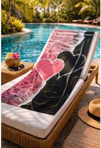 Ręcznik Plażowy Kąpielowy Szybkoschnący Na Basen 70x140cm Mikrofibra Serce