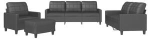 Sofa 4-osobowa z poduszkami, czarna, sztuczna skÃ³ra