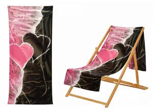 Ręcznik Plażowy Kąpielowy Szybkoschnący Na Basen 70x140cm Mikrofibra Serce