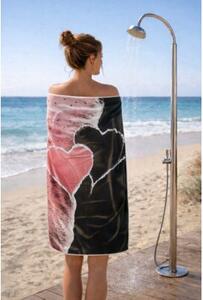 Ręcznik Plażowy Kąpielowy Szybkoschnący Na Basen 70x140cm Mikrofibra Serce
