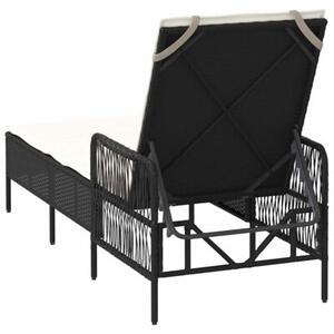 Leżak czarny i kremowo-biały 55 x 200 x 92 cm polirattan