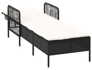 Leżak czarny i kremowo-biały 55 x 200 x 92 cm polirattan