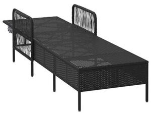 Leżak czarny i kremowo-biały 55 x 200 x 92 cm polirattan