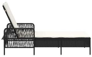 Leżak czarny i kremowo-biały 55 x 200 x 92 cm polirattan