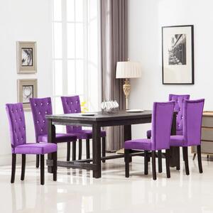 Krzesła stołowe, 6 szt., fioletowe, aksamitne