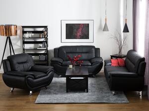 Sofa trzyosobowa ze sztucznej skóry do salonu czarna nowoczesna Leira Beliani