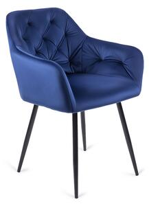 Granatowe pikowane krzesło fotelowe - Damo