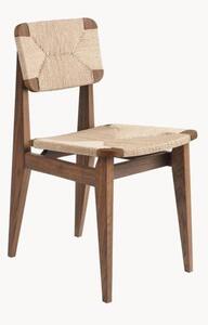 Krzesło z drewna orzecha włoskiego z plecionym siedziskiem C-Chair