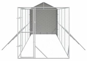 Kojec dla psa, z dachem, srebrny, 2x10x2,5m, stal galwanizowana