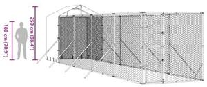 Kojec dla psa, z dachem, srebrny, 2x10x2,5m, stal galwanizowana