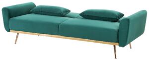 Sofa rozkładana 3-osobowa retro kanapa z funkcją spania welurowa zielona Eina Beliani