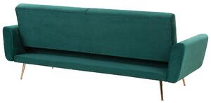 Sofa rozkładana 3-osobowa retro kanapa z funkcją spania welurowa zielona Eina Beliani