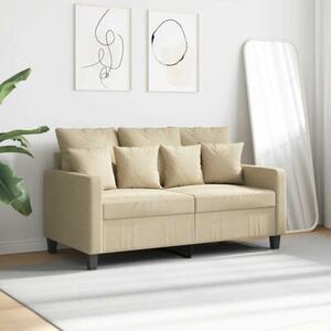 Sofa, 2-osobowa kremowa, 120 cm, tapicerowana tkaninÄ